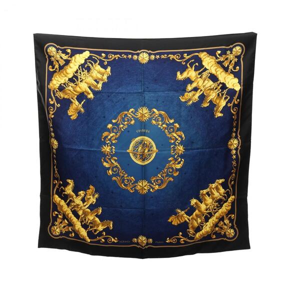HERMES Black Silk Scarf - Picture 1 of 7